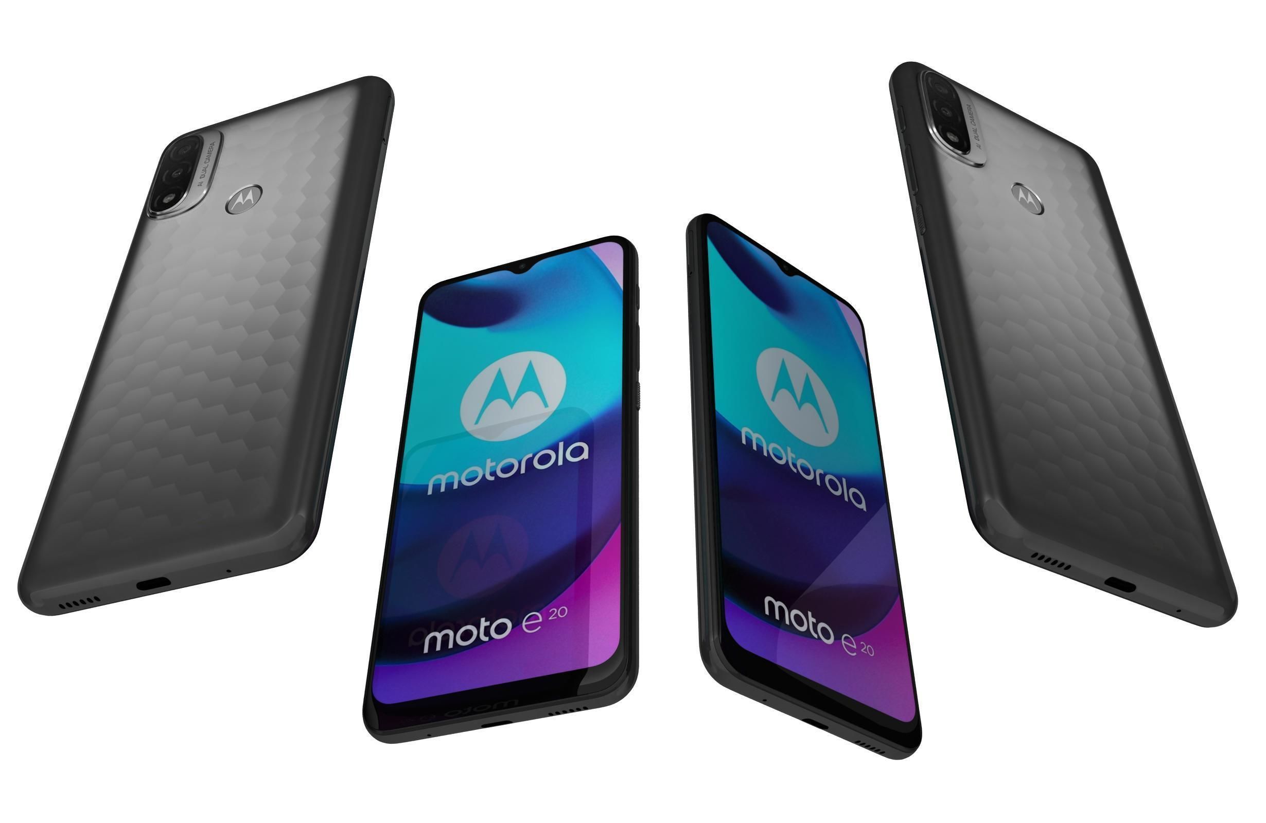 Motorola Moto E20 Blue And Gray 3D model_10