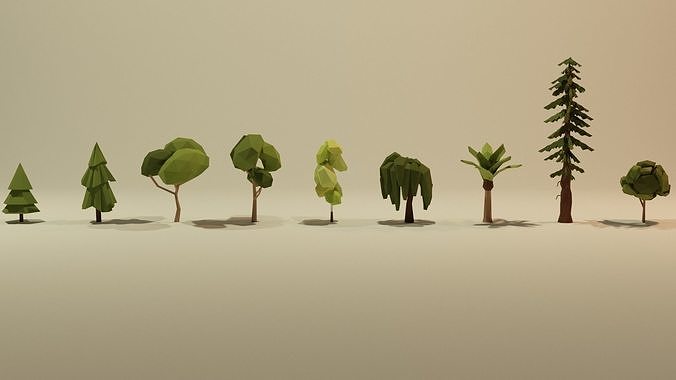 Low Poly trees pack for game and cartoon animation  Low-poly 3D model