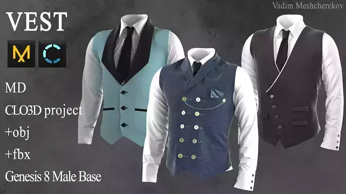 Vest Marvelous Designer project 3D model
