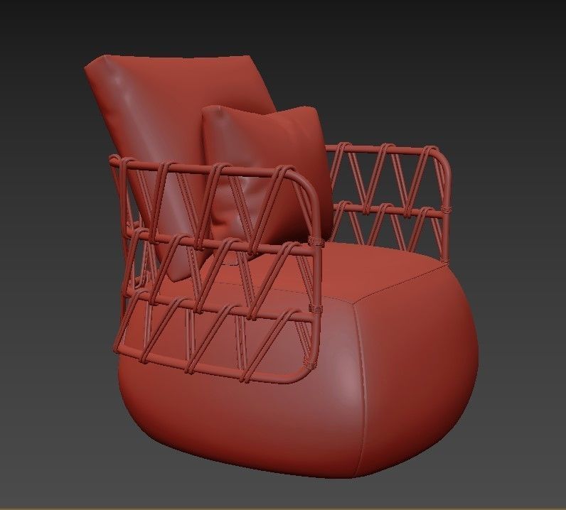Fat Sofa armchair 3D model_5