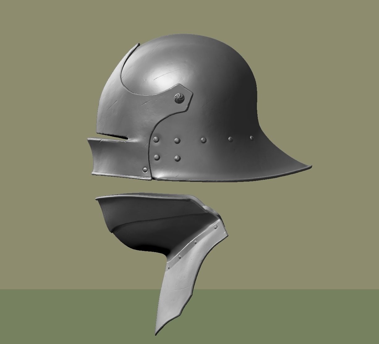 Sallet Helmet 3D print model_5