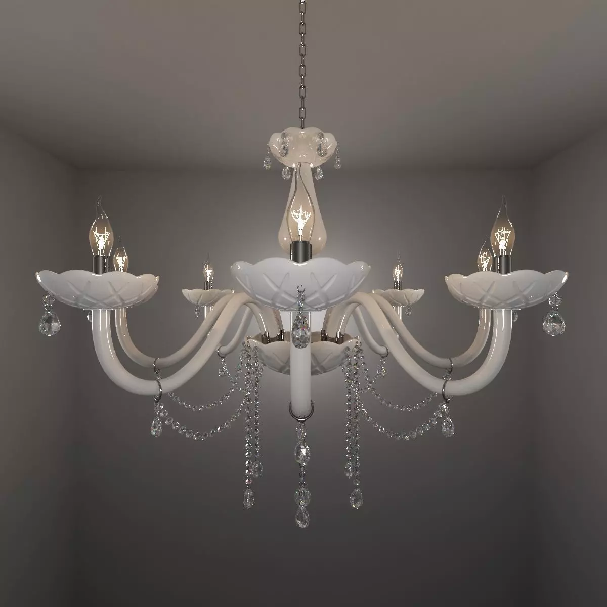White Crystal Chandelier 3D model_0