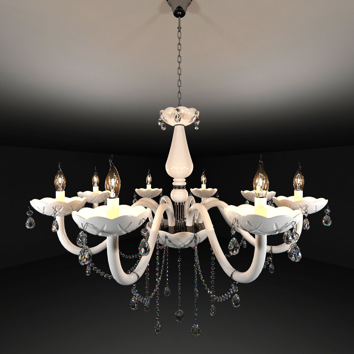 White Crystal Chandelier 3D model_4