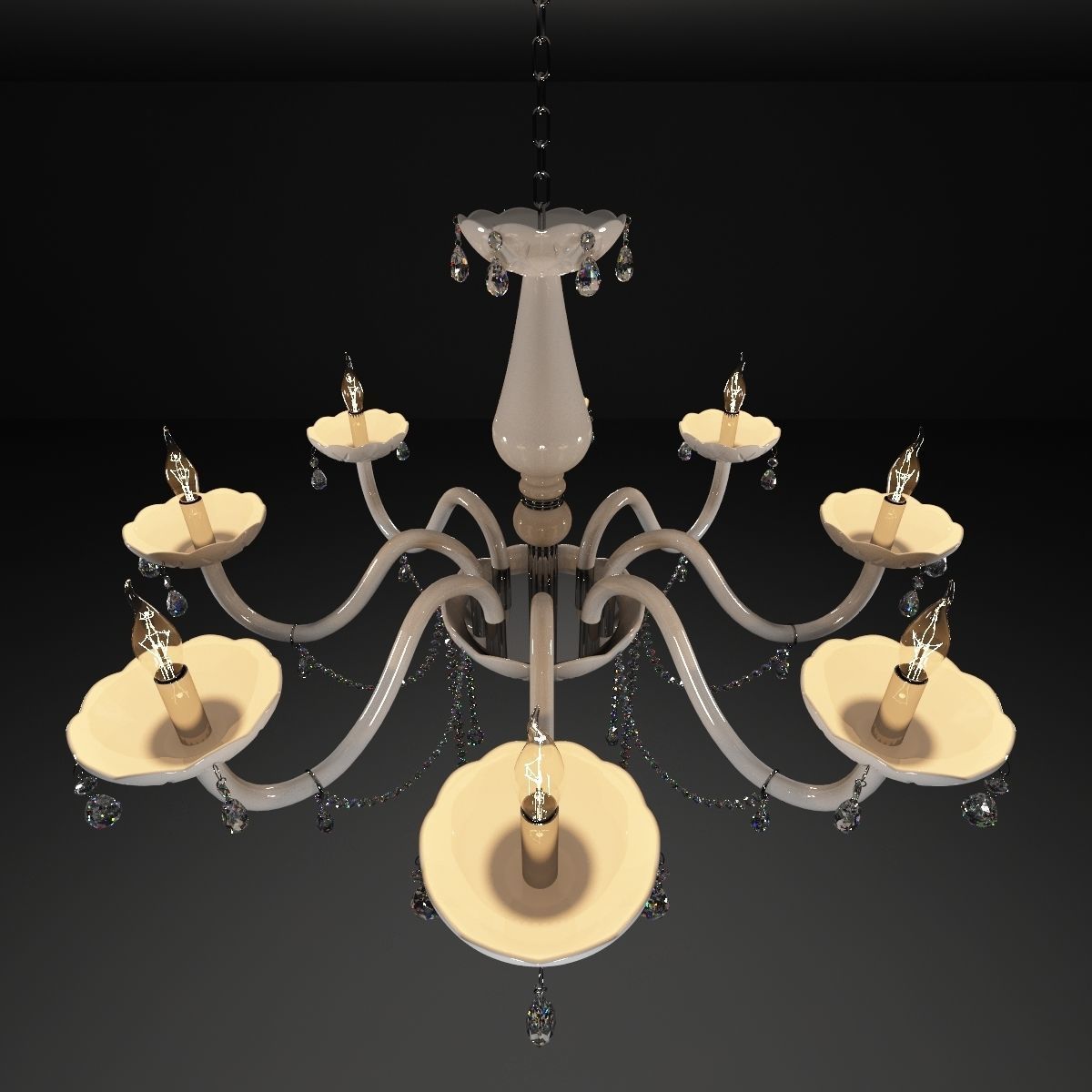 White Crystal Chandelier 3D model_1