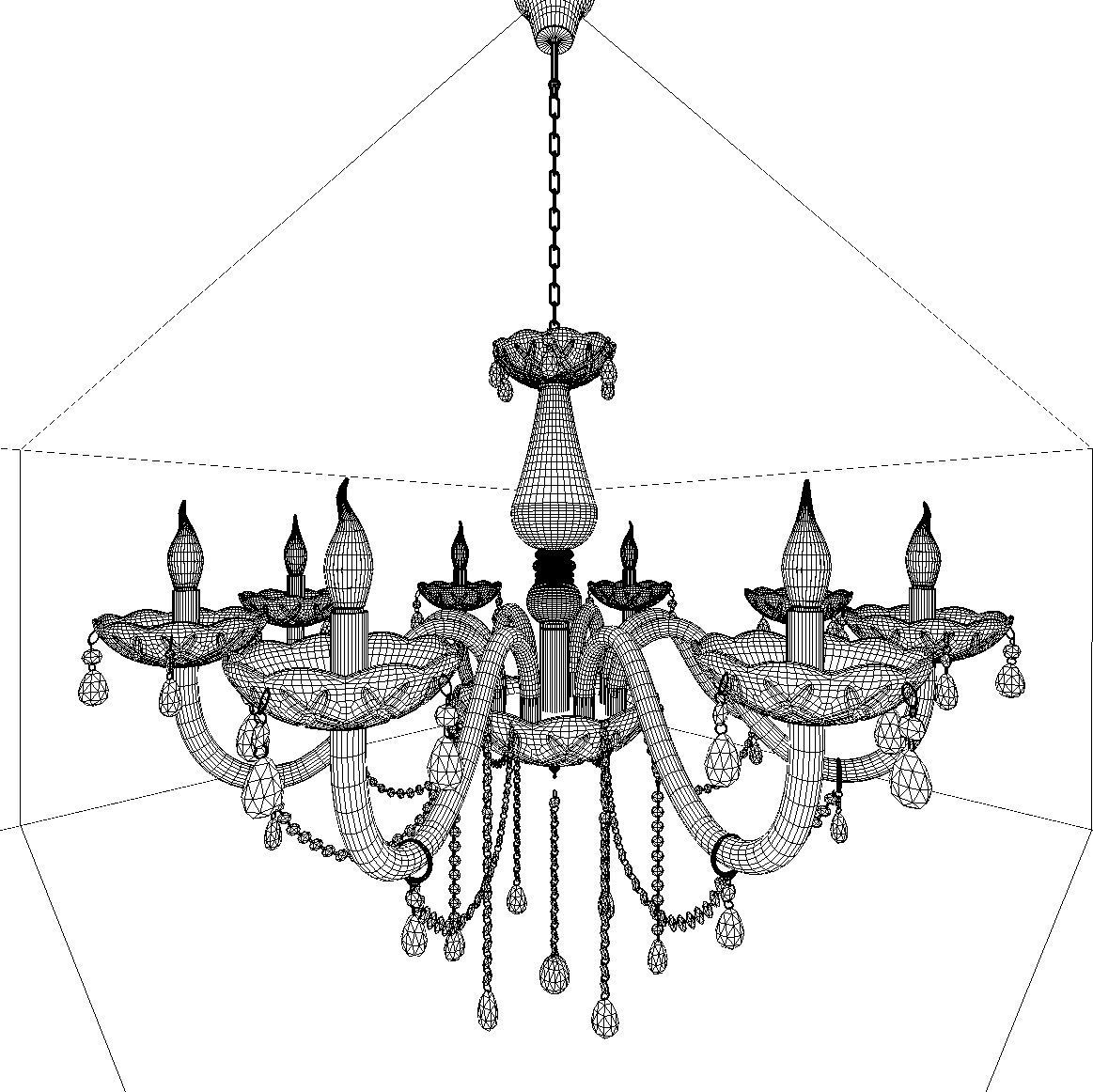 White Crystal Chandelier 3D model_5