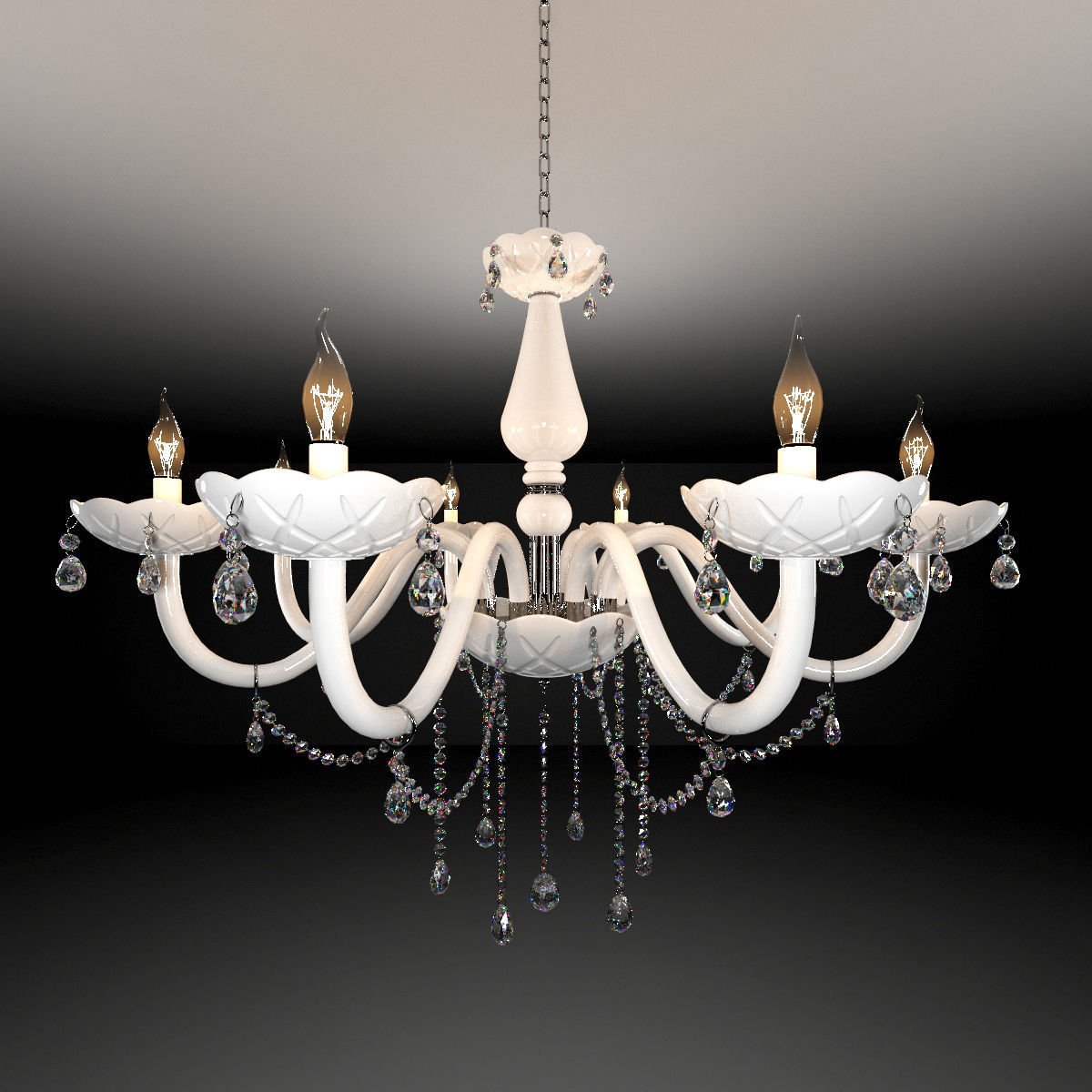 White Crystal Chandelier 3D model_2