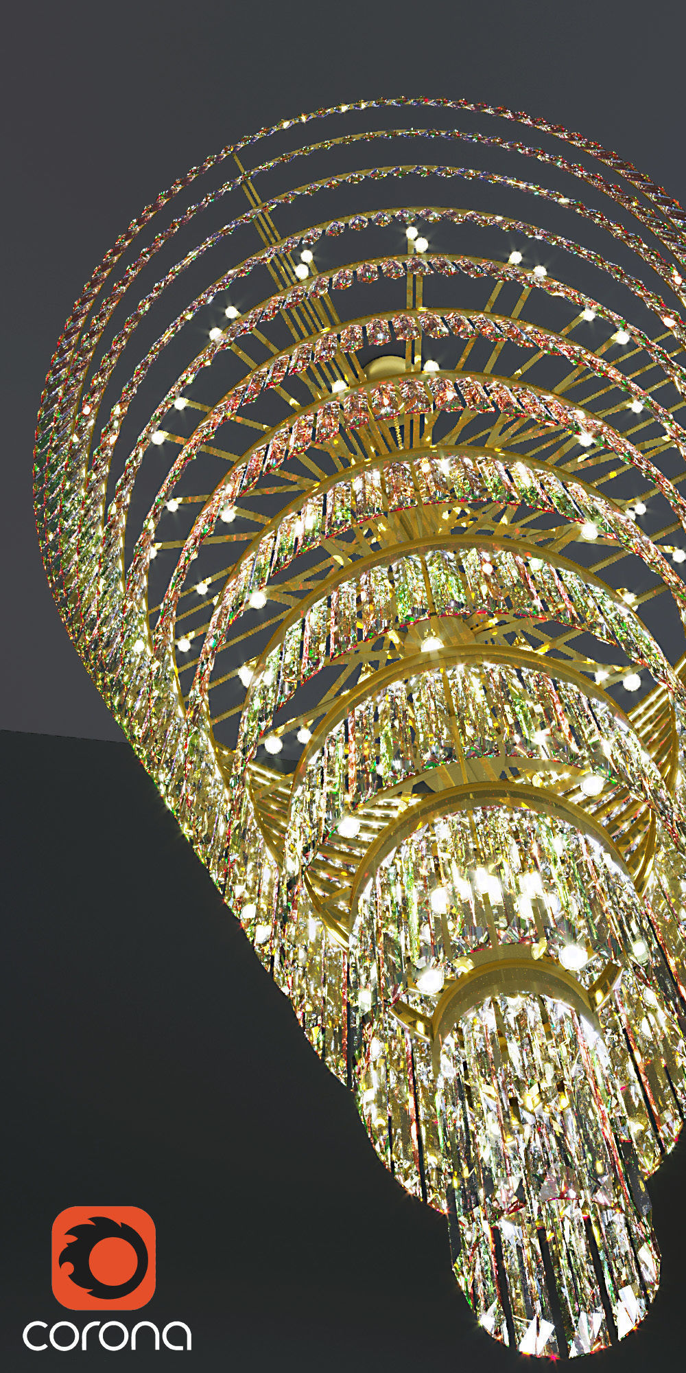 Grandiose Crystal Chandelier by ARORA Lights 3D model_4