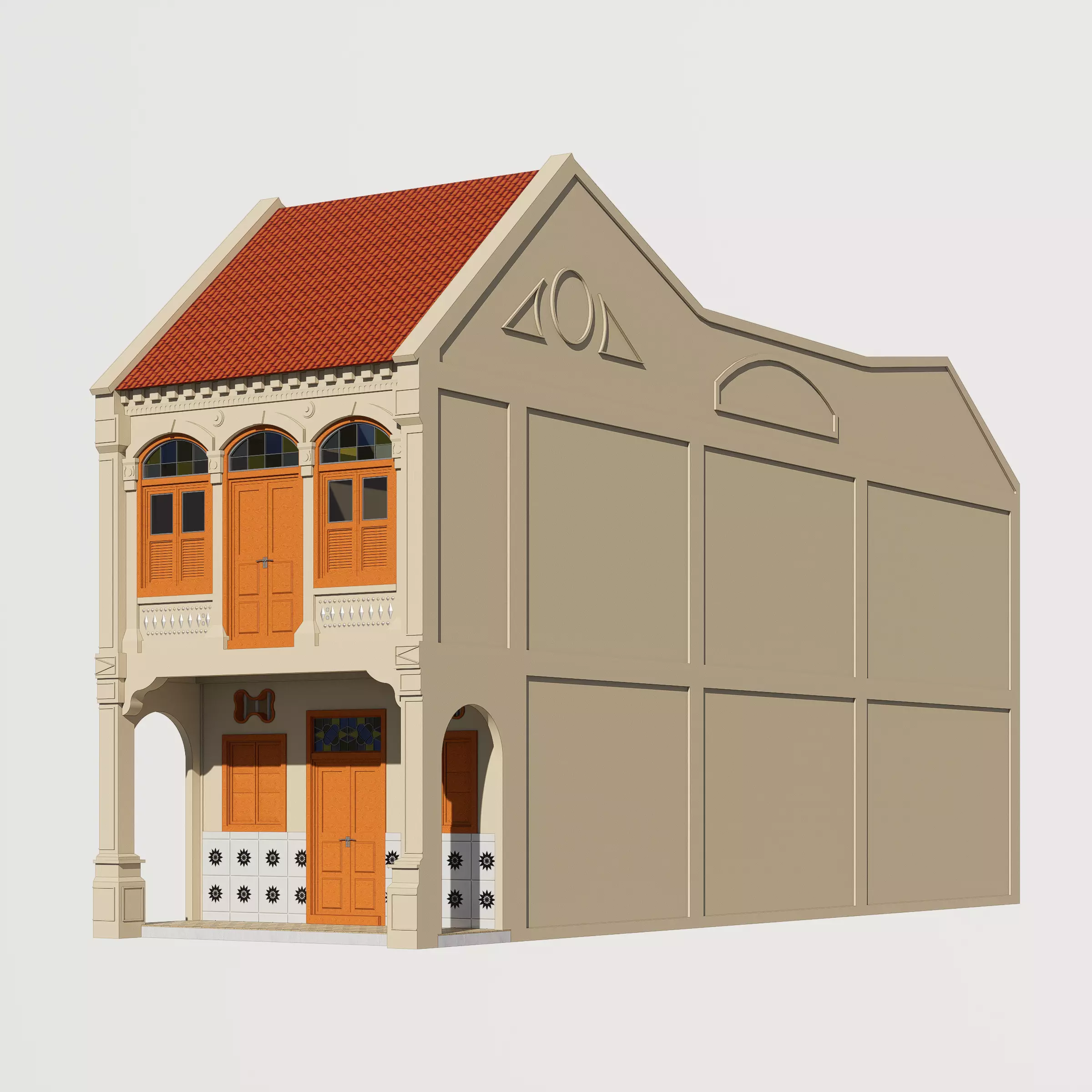 Malaysia Shophouse 1850 3D model_0