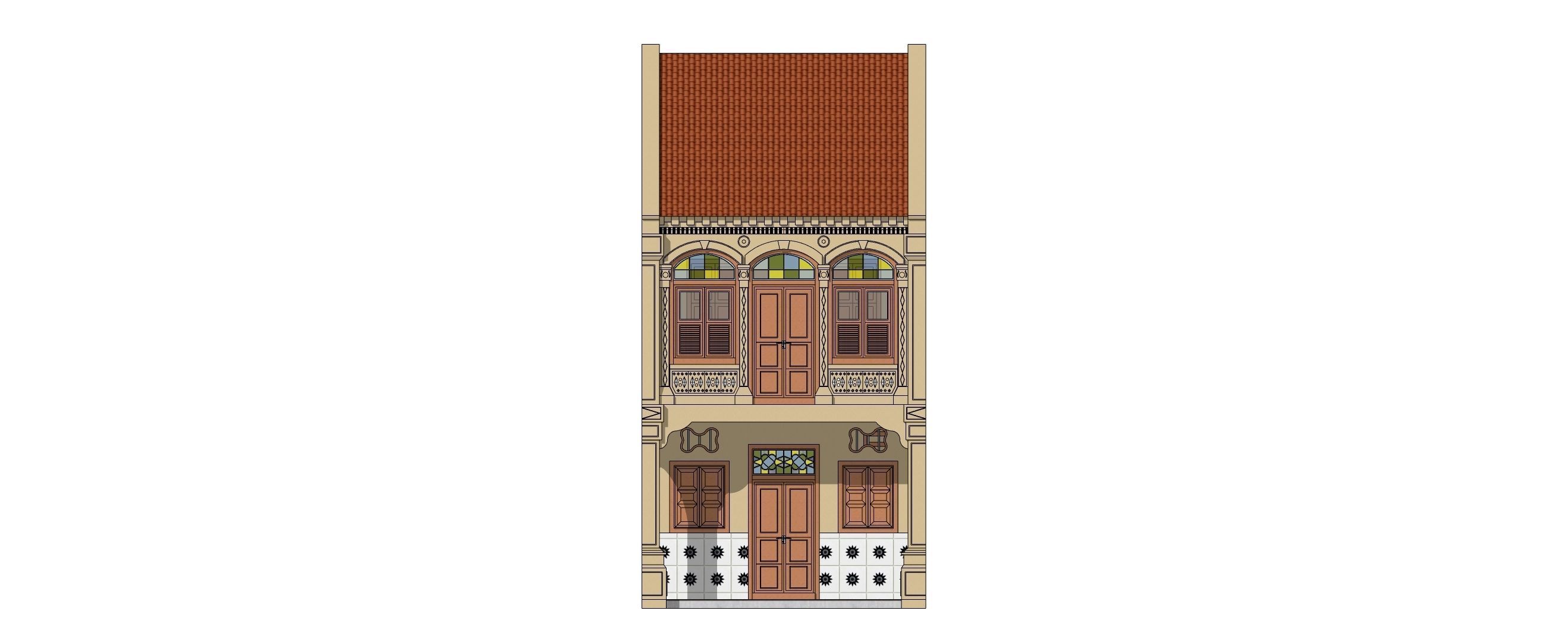 Malaysia Shophouse 1850 3D model_3
