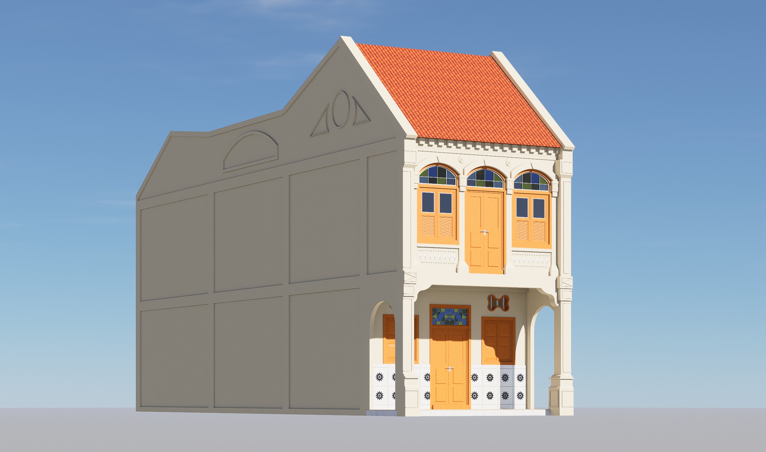 Malaysia Shophouse 1850 3D model_1