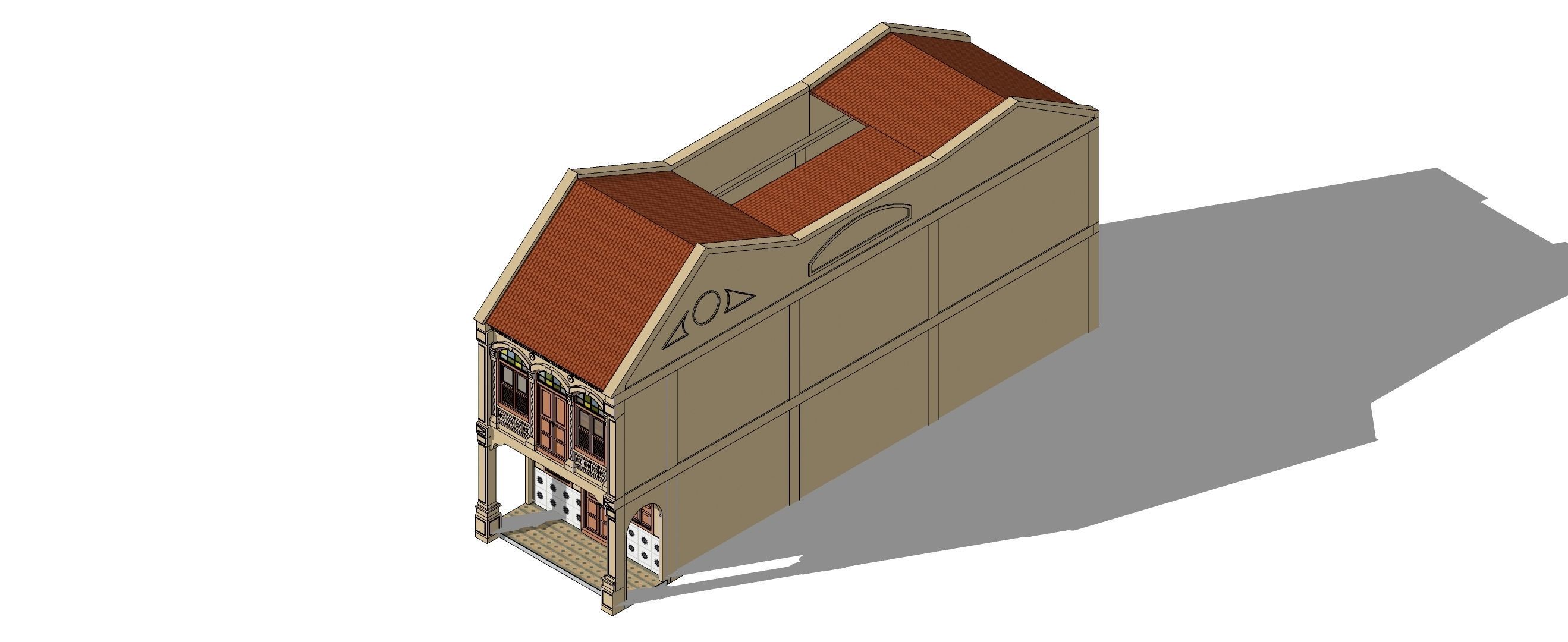 Malaysia Shophouse 1850 3D model_6
