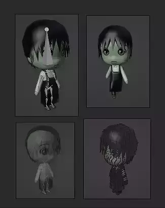 Chibi Model BARISTA MALE with Human Meta Rig Low-poly 3D model