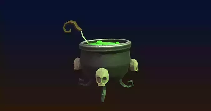 Cartoon style witch cauldron game asset