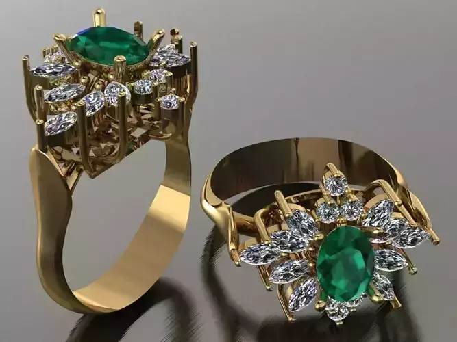 marquise diamond ring 02 3D print model