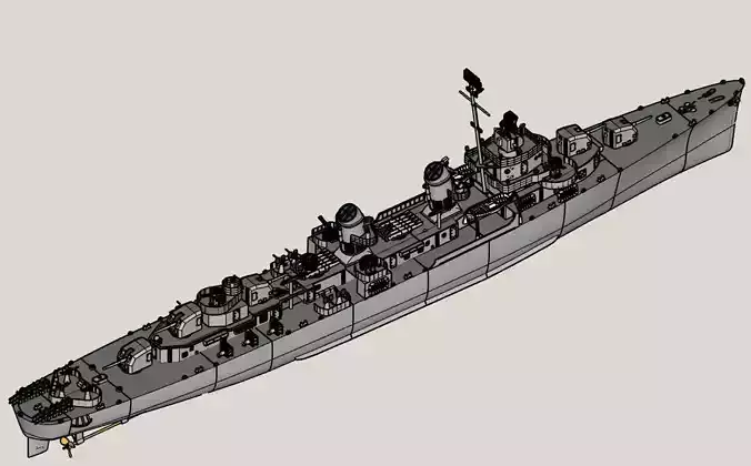 1 48 Fletcher Class Destroyer RC Model 3D print model