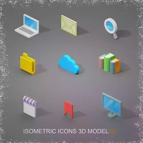 Isometric Icons 3D Model 01 Free low-poly 3D model
