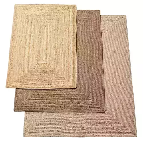 Natural Braided Jute Rug set 8 in one 3D model