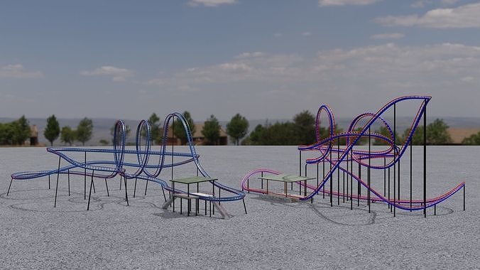  TWO Rollercoaster 3D Model Collection