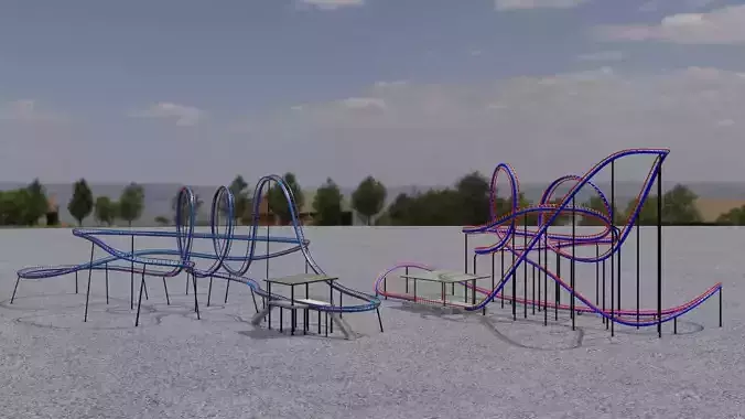  TWO Rollercoaster 3D Model Collection