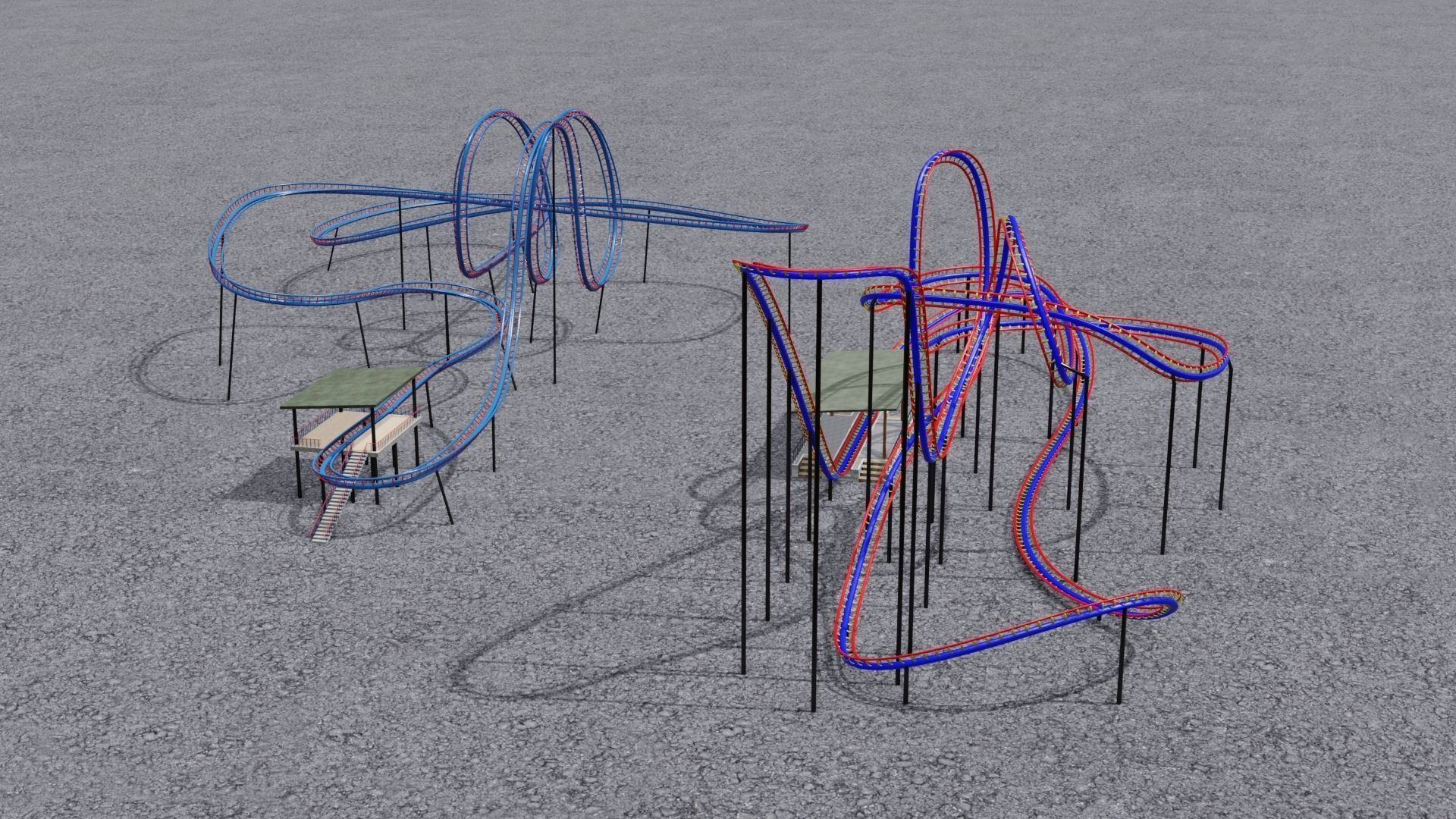 TWO Rollercoaster 3D Model Collection_5
