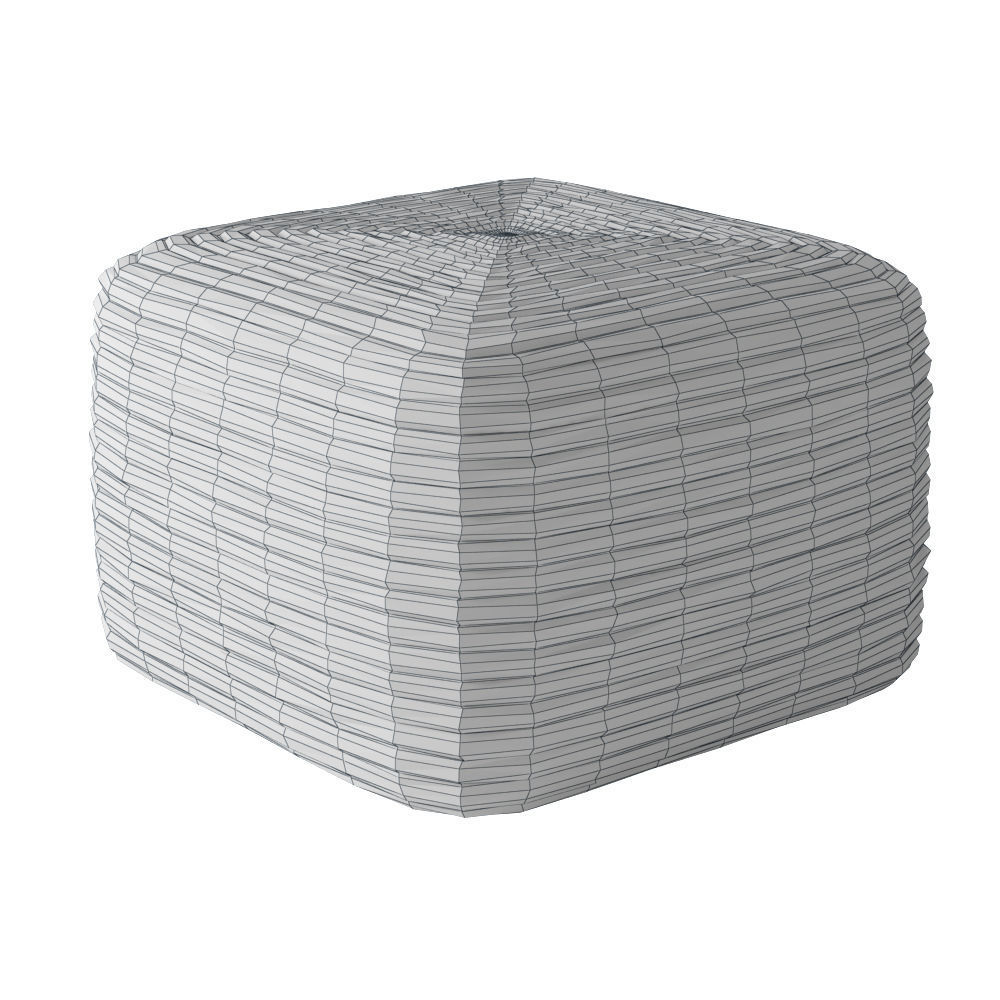 Braided Jute pouf square 3D model_2