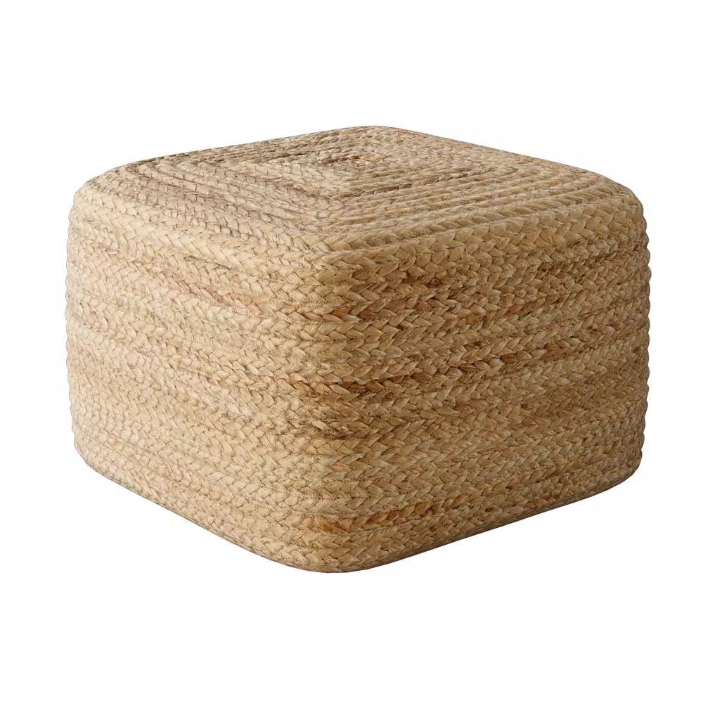 Braided Jute pouf square 3D model_0