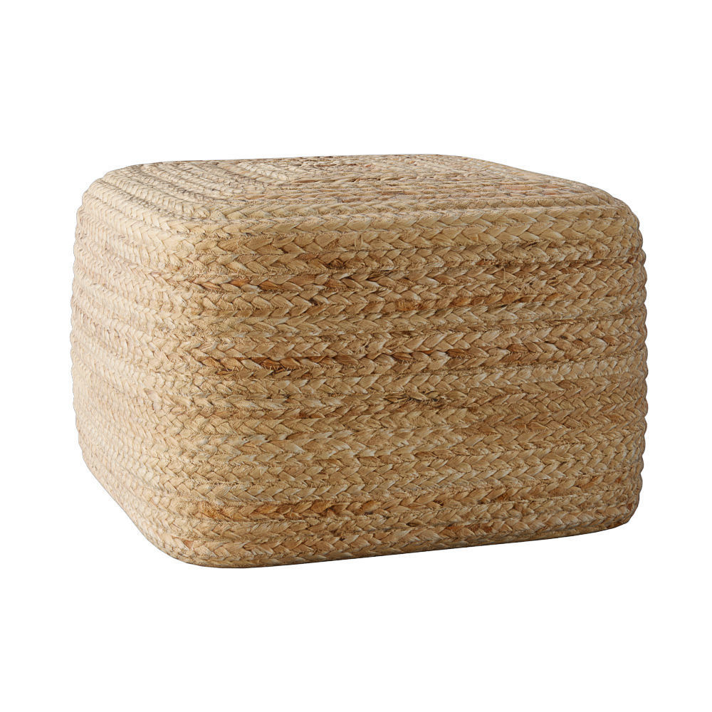 Braided Jute pouf square 3D model_1