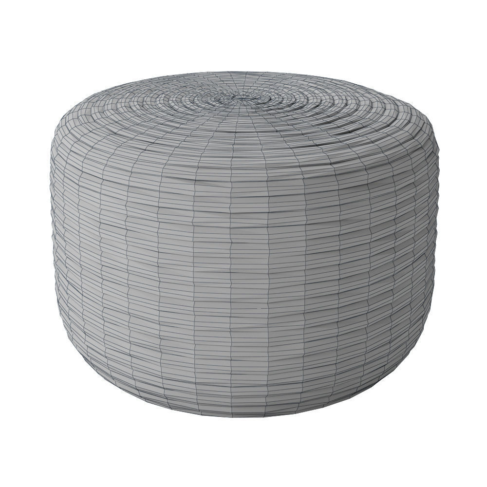 Braided Jute pouf round  3D model_2