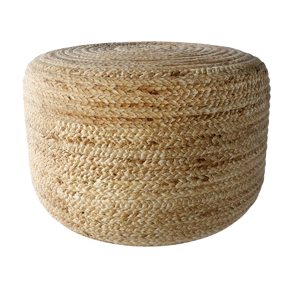 Braided Jute pouf round  3D model_1