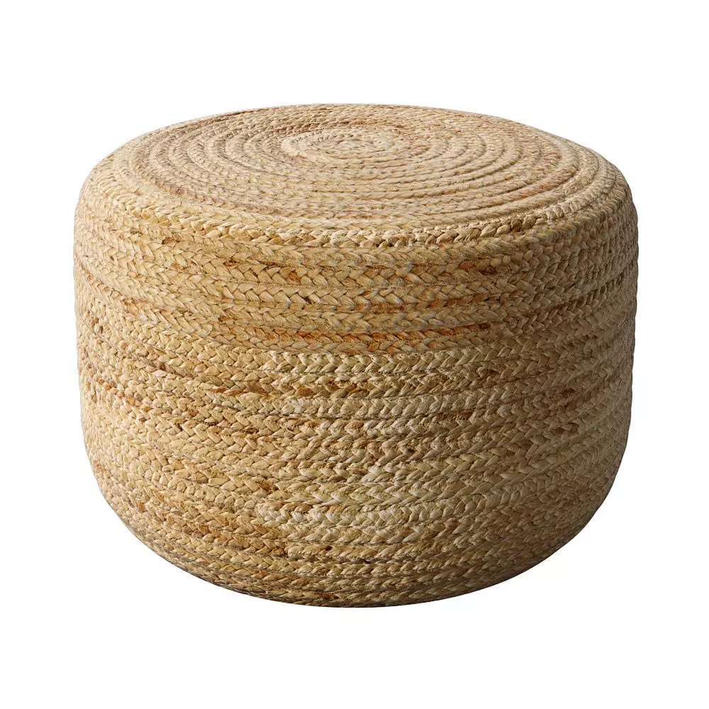 Braided Jute pouf round  3D model_0
