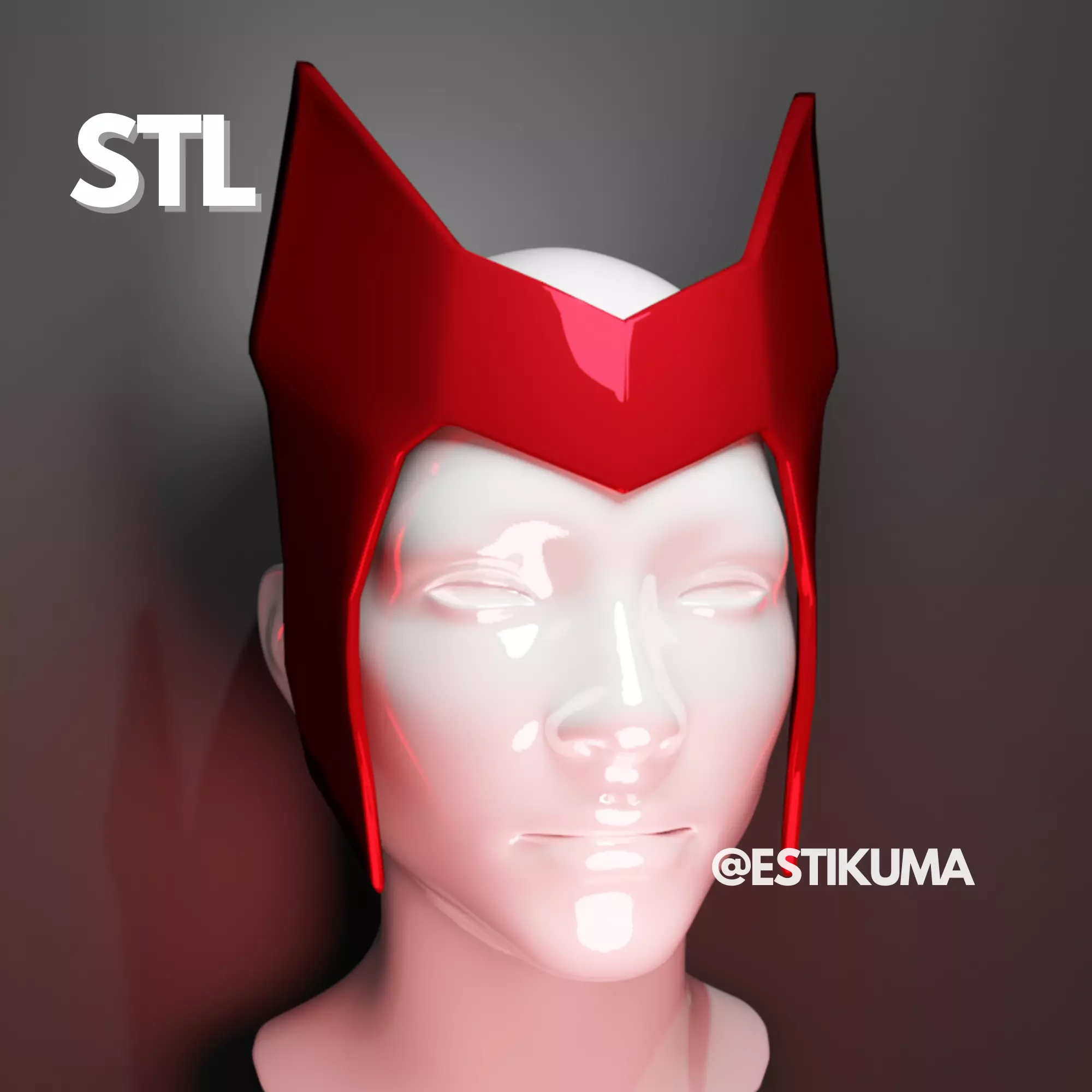 Scarlet Witch Comic Headpiece 3D File 3D print model_0