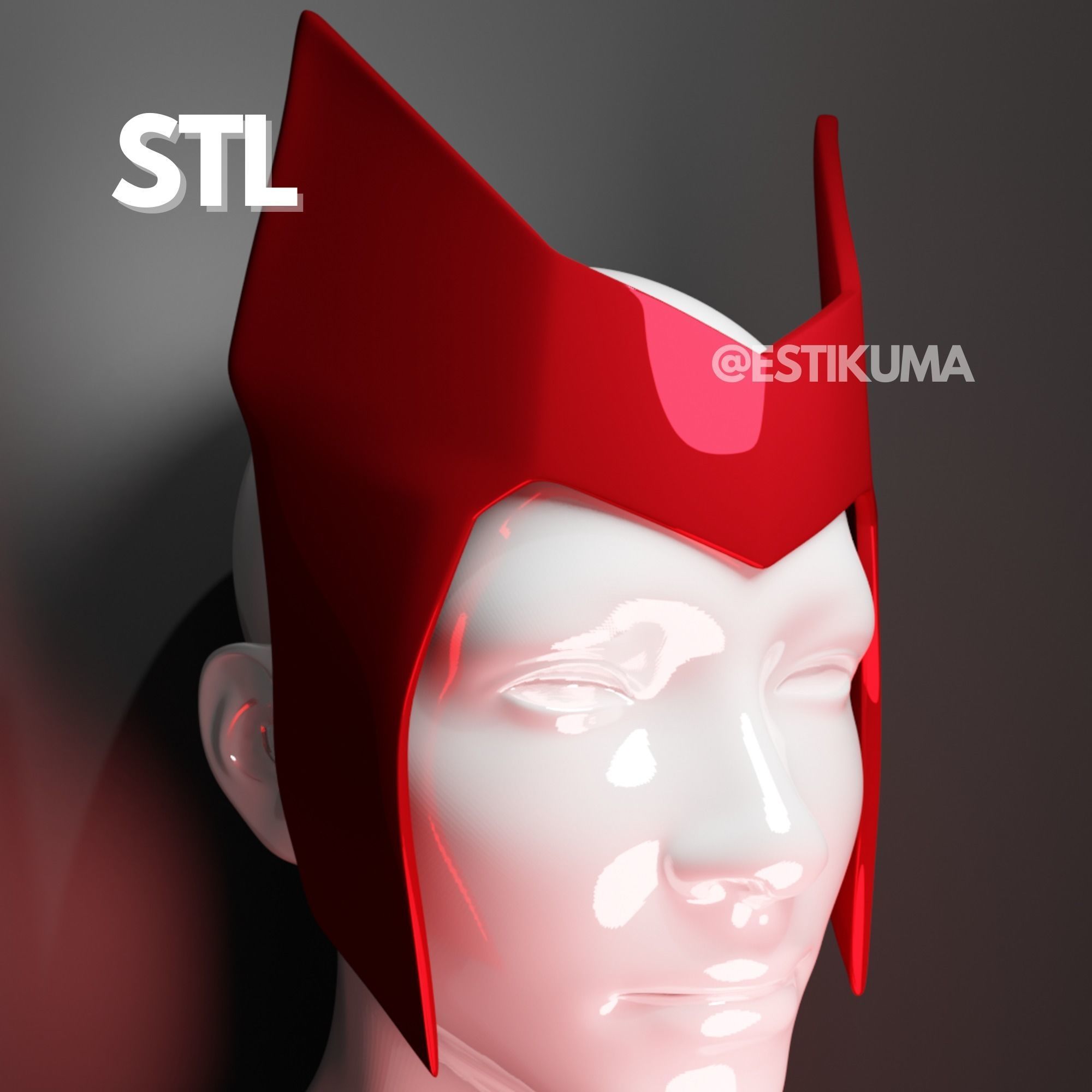 Scarlet Witch Comic Headpiece 3D File 3D print model_5