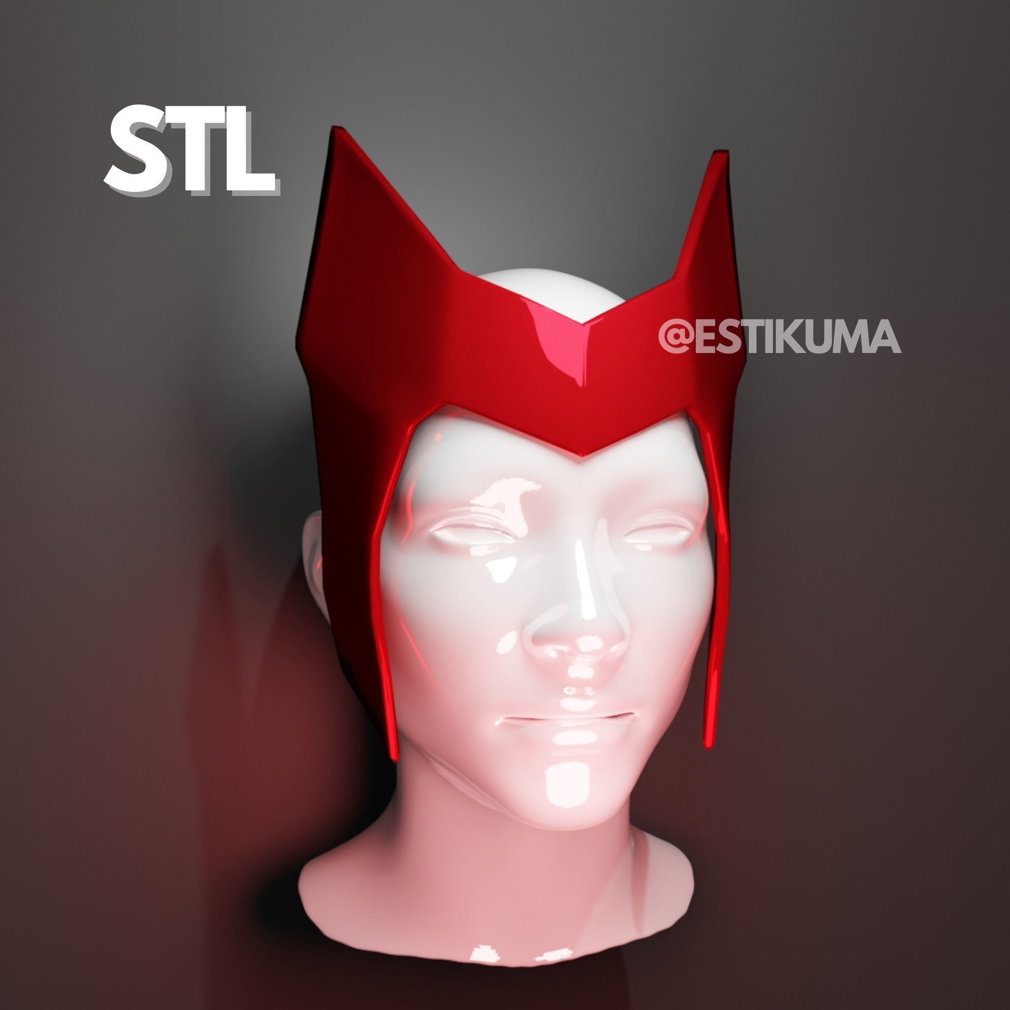 Scarlet Witch Comic Headpiece 3D File 3D print model_4