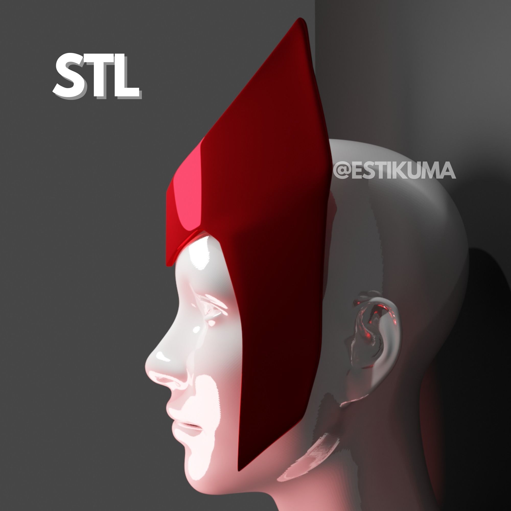Scarlet Witch Comic Headpiece 3D File 3D print model_7
