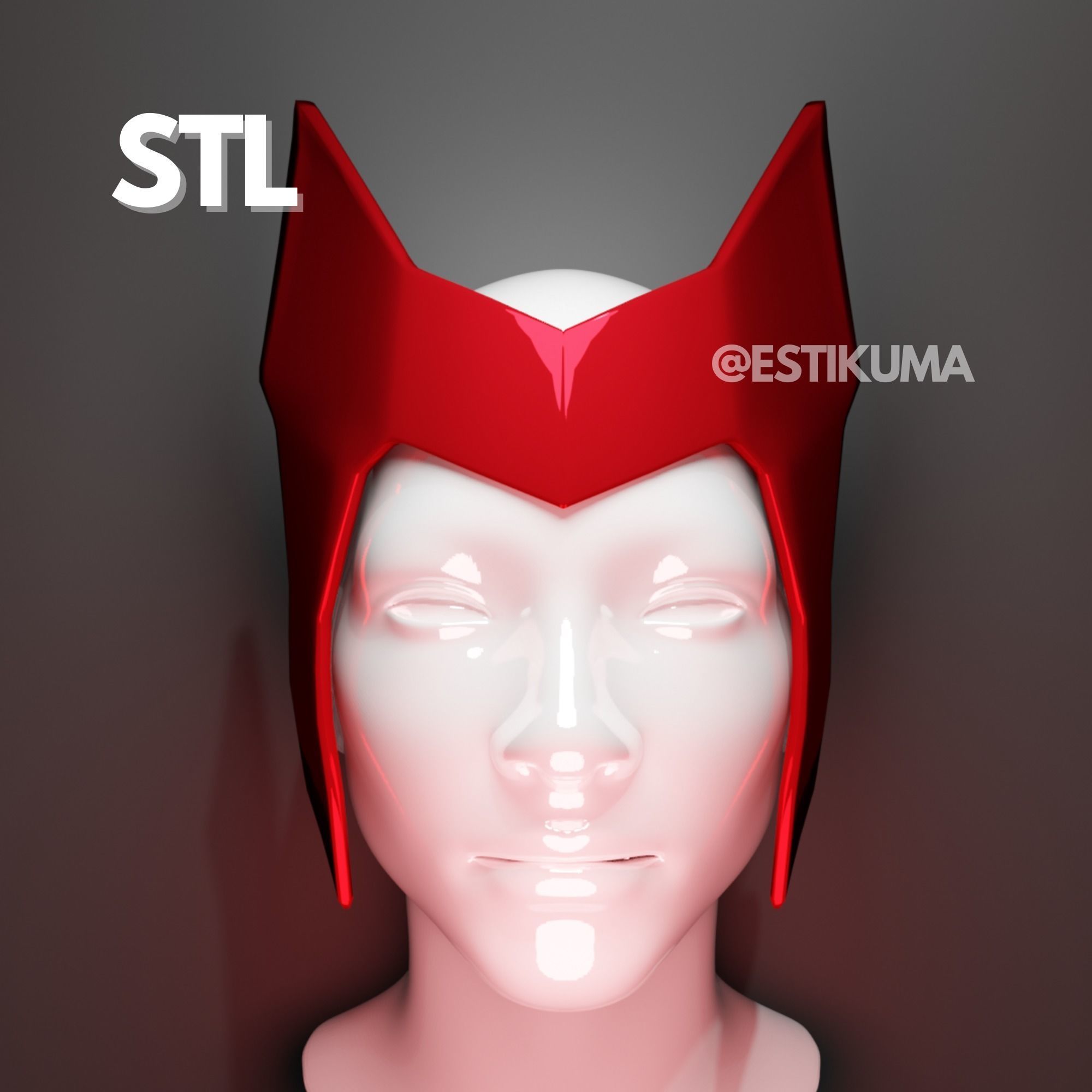 Scarlet Witch Comic Headpiece 3D File 3D print model_3