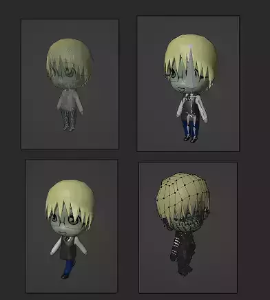 Chibi Model STUDENT MALE with Human Meta Rig Low-poly 3D model