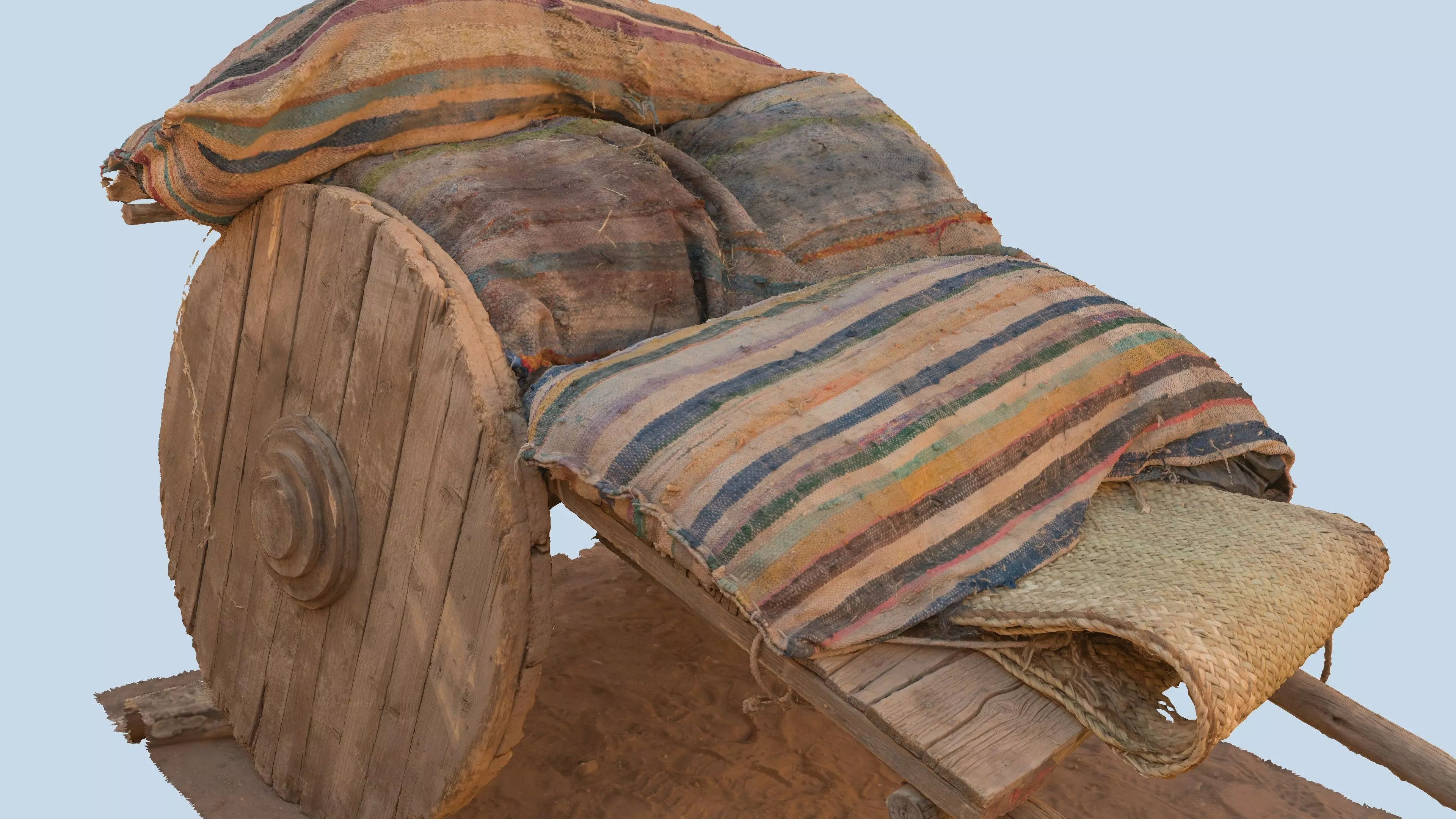 Antique wooden cart 3D model