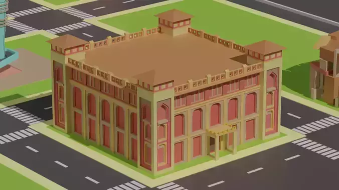 Building city with buildings on street