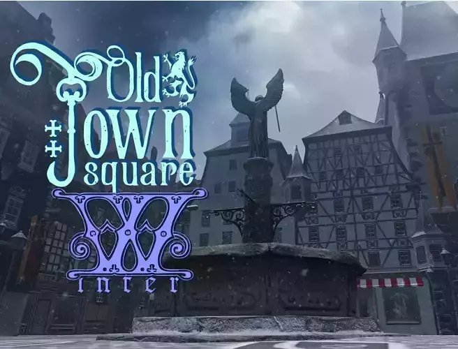 Old Town Square Winter Low-poly 3D model