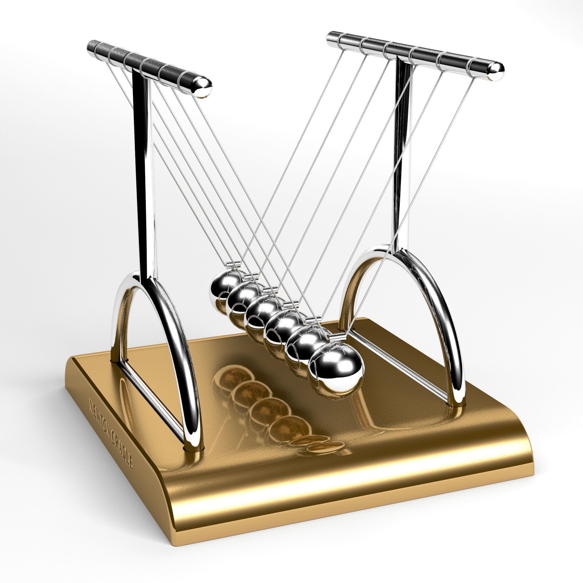 NewtonCradle gold abacus with balls 3D model_3