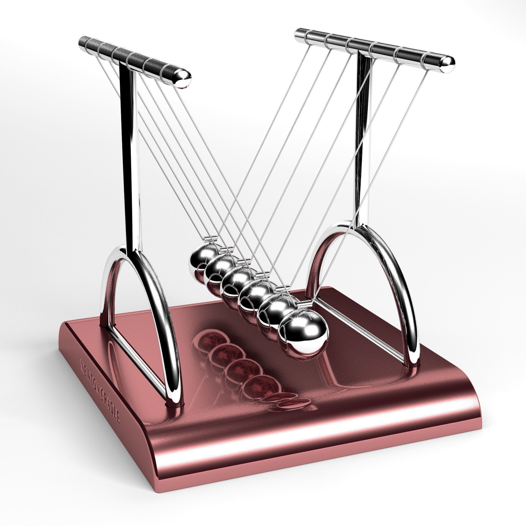 NewtonCradle gold abacus with balls 3D model_4