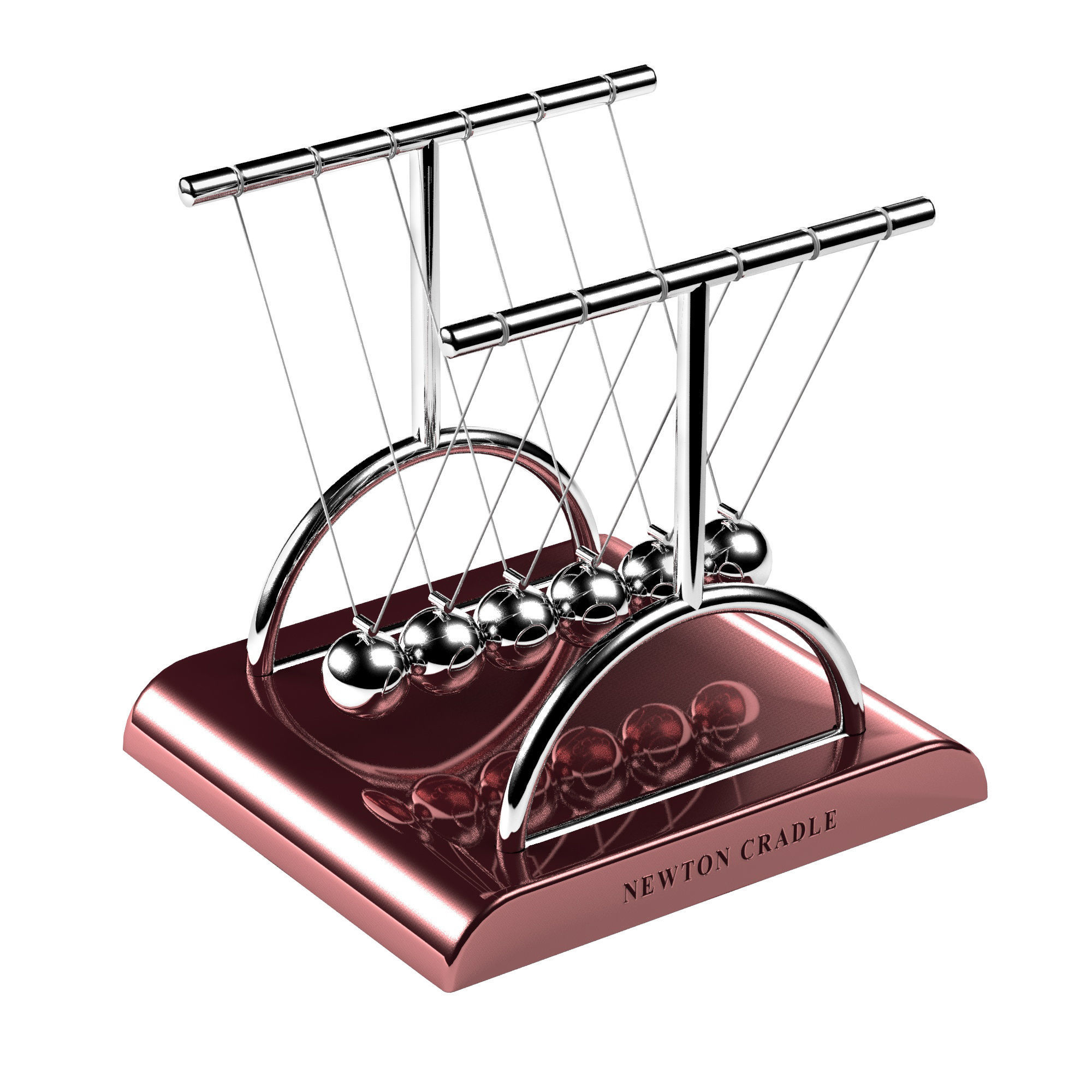 NewtonCradle gold abacus with balls 3D model_2
