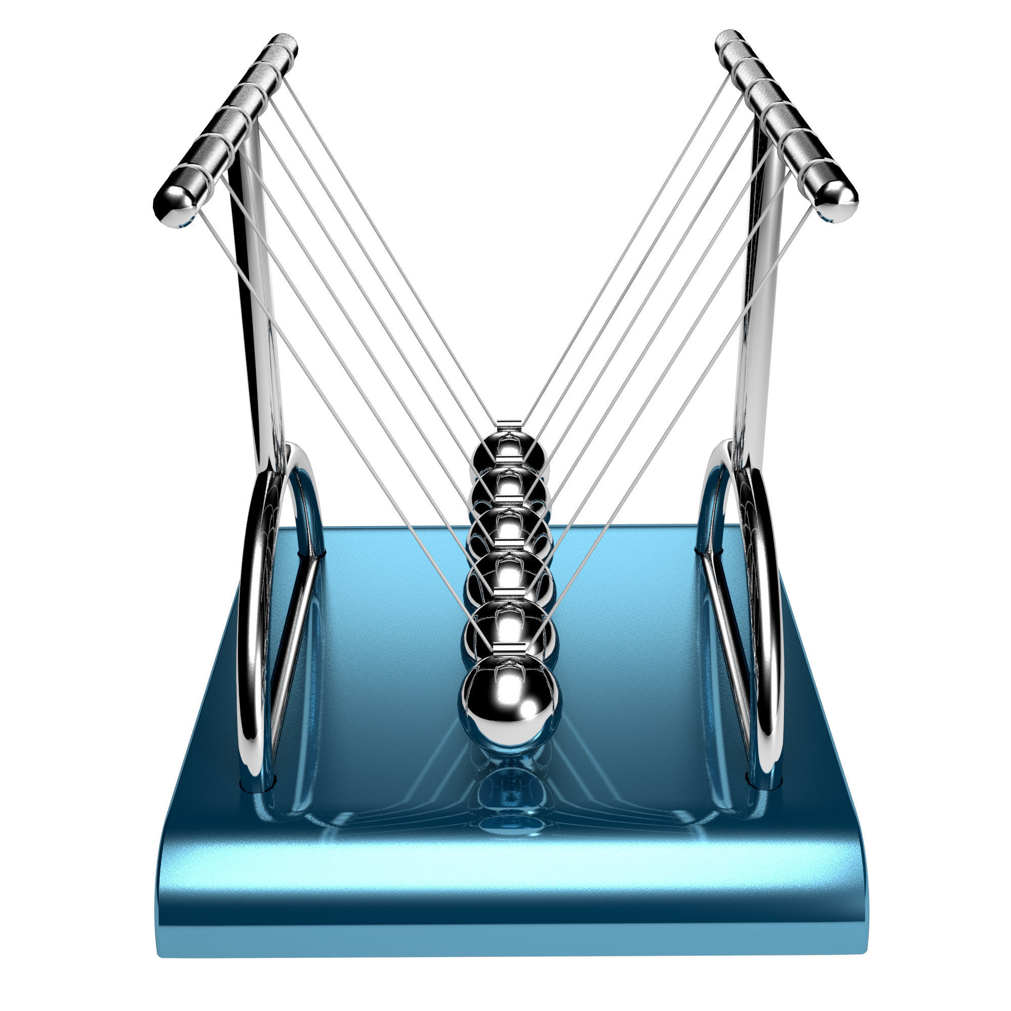 NewtonCradle gold abacus with balls 3D model_5