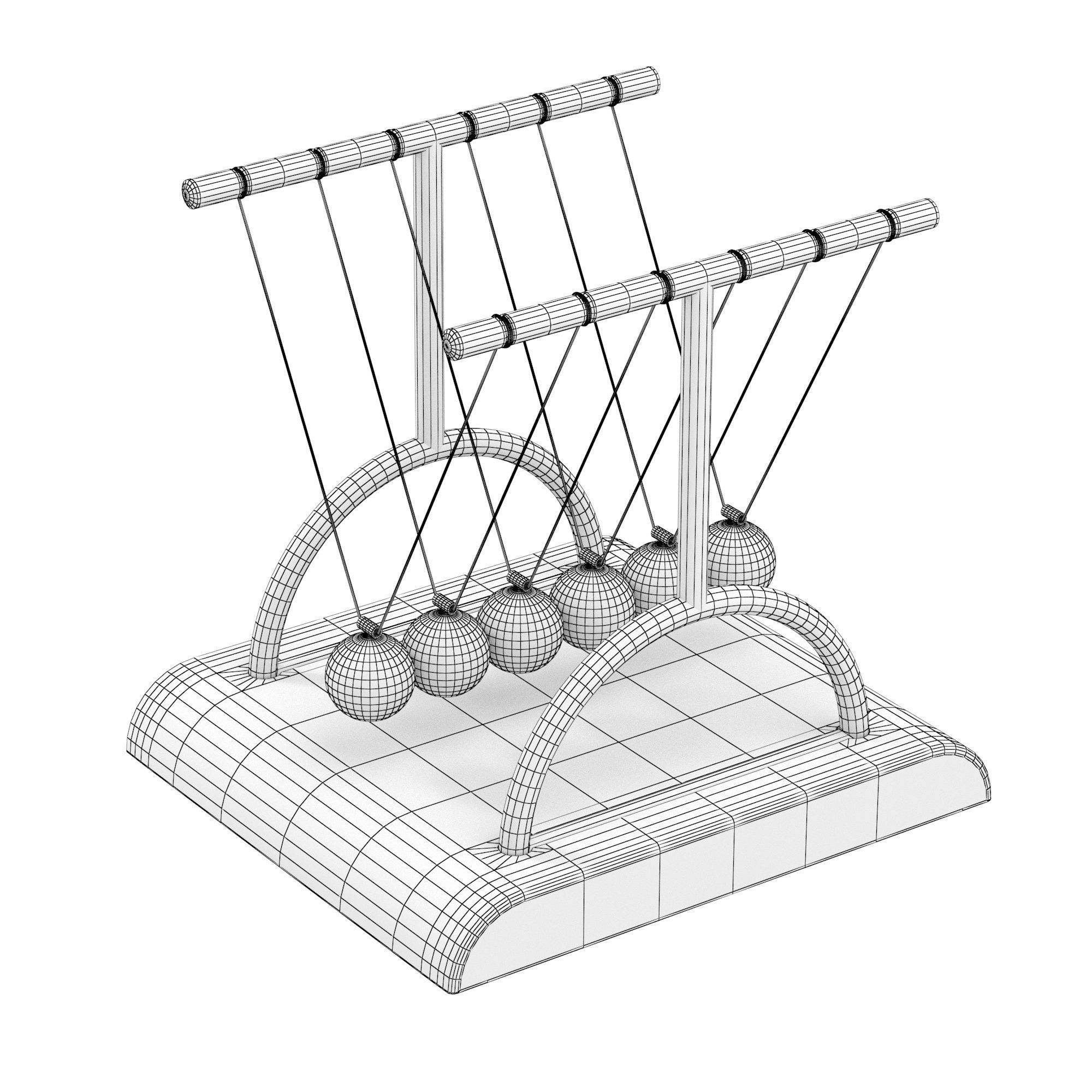 NewtonCradle gold abacus with balls 3D model_9