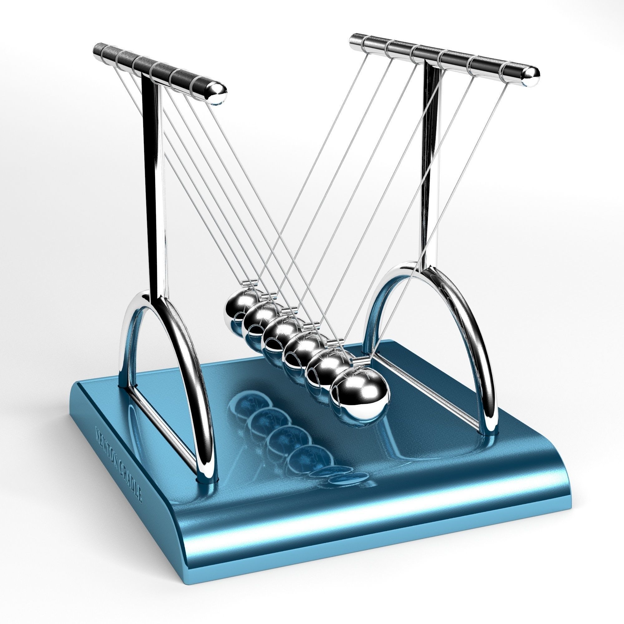 NewtonCradle gold abacus with balls 3D model_6