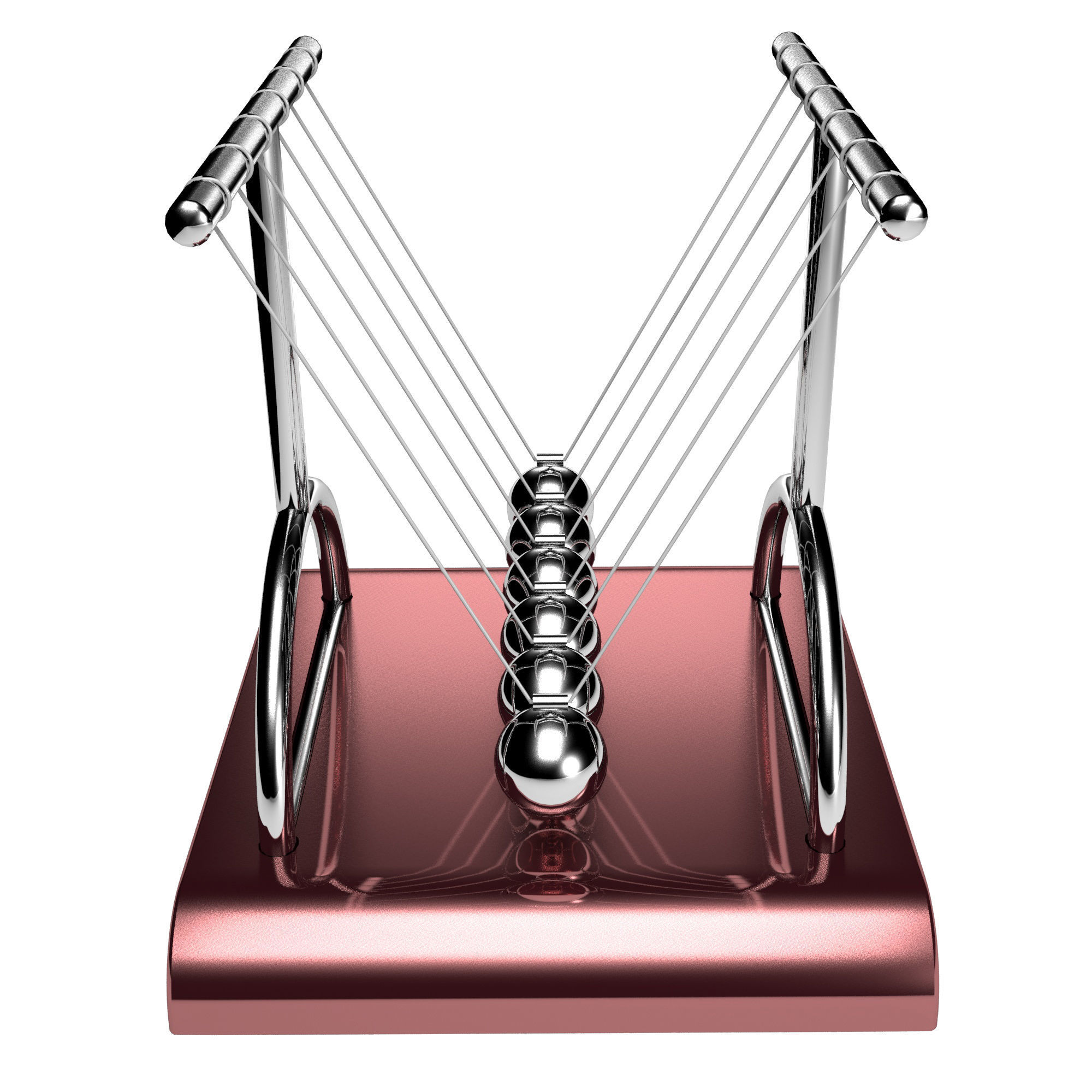 NewtonCradle gold abacus with balls 3D model_7