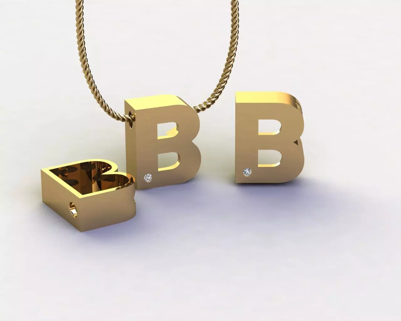 Alphabet B Pendant  3D print model_0