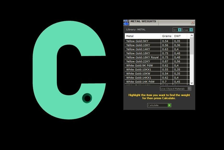 Alphabet C gold necklace with letter cc 3D print model_3