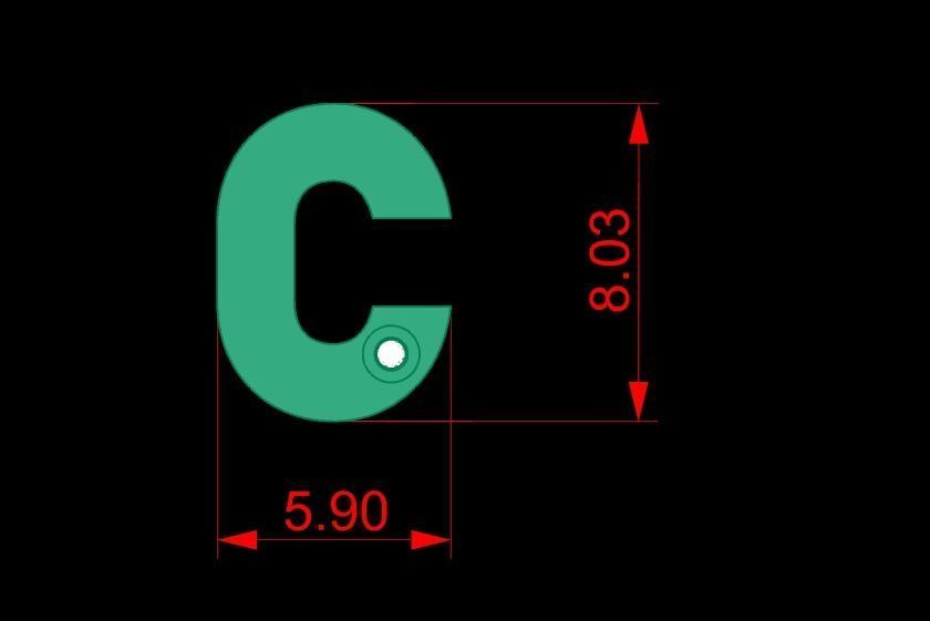 Alphabet C gold necklace with letter cc 3D print model_2