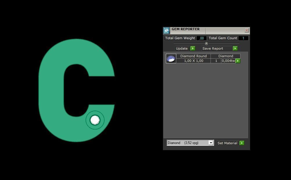 Alphabet C gold necklace with letter cc 3D print model_1